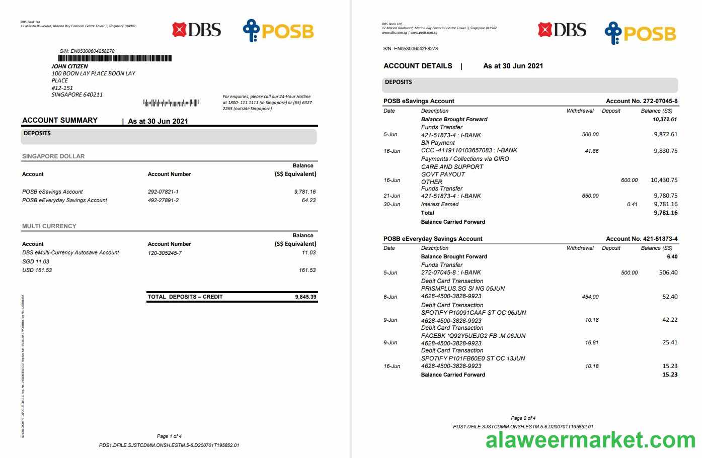 Singapore DBS 4 pages
